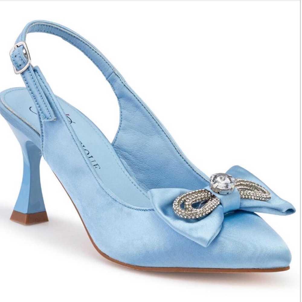 EY especially yours Blue Boutique Jeweled Bow Slingback SZ9
